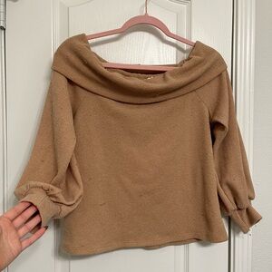 Tan Off-Shoulder Sweater